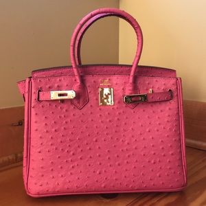Hot Pink Ostrich Leather Bag